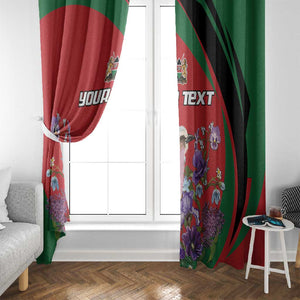 Personalized Afro Kenya Lilac Breasted Roller Window Curtain With Violet Flowers