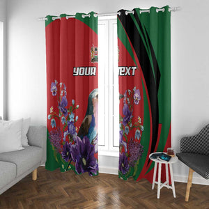 Personalized Afro Kenya Lilac Breasted Roller Window Curtain With Violet Flowers