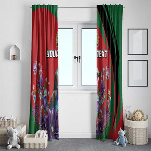 Personalized Afro Kenya Lilac Breasted Roller Window Curtain With Violet Flowers