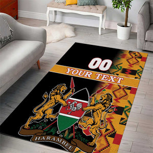 Custom Afro Kenya Coat Of Arms Area Rug With Kente Patterns