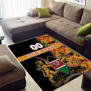 Custom Afro Kenya Coat Of Arms Area Rug With Kente Patterns