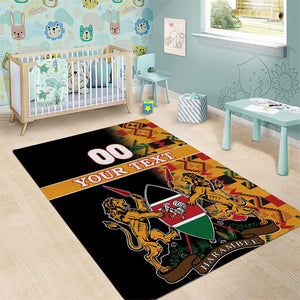 Custom Afro Kenya Coat Of Arms Area Rug With Kente Patterns