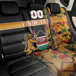 Custom Afro Kenya Coat Of Arms Back Car Seat Cover With Kente Patterns