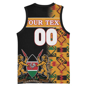 Custom Afro Kenya Coat Of Arms Basketball Jersey With Kente Patterns LT18