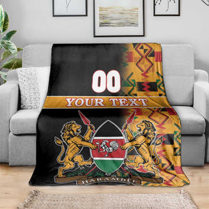 Custom Afro Kenya Coat Of Arms Blanket With Kente Patterns