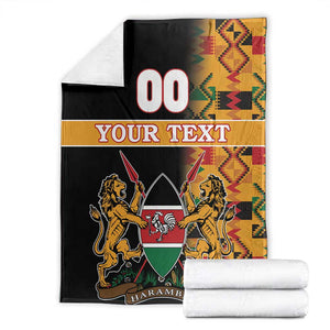 Custom Afro Kenya Coat Of Arms Blanket With Kente Patterns