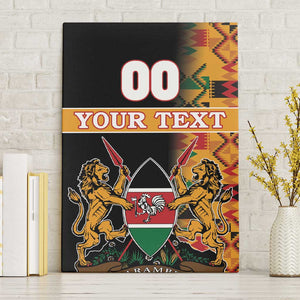 Custom Afro Kenya Coat Of Arms Canvas Wall Art With Kente Patterns