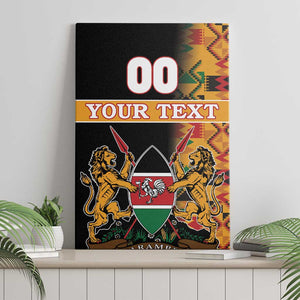 Custom Afro Kenya Coat Of Arms Canvas Wall Art With Kente Patterns