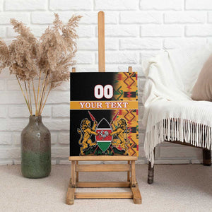 Custom Afro Kenya Coat Of Arms Canvas Wall Art With Kente Patterns