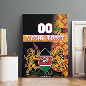 Custom Afro Kenya Coat Of Arms Canvas Wall Art With Kente Patterns