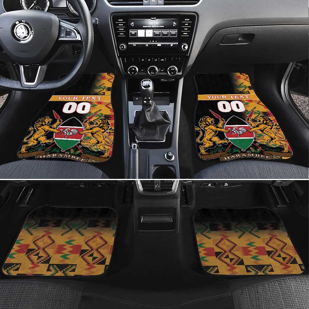 Custom Afro Kenya Coat Of Arms Car Mats With Kente Patterns