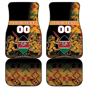 Custom Afro Kenya Coat Of Arms Car Mats With Kente Patterns