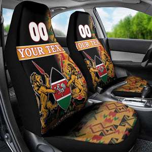 Custom Afro Kenya Coat Of Arms Car Seat Cover With Kente Patterns