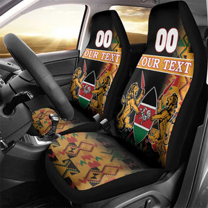 Custom Afro Kenya Coat Of Arms Car Seat Cover With Kente Patterns