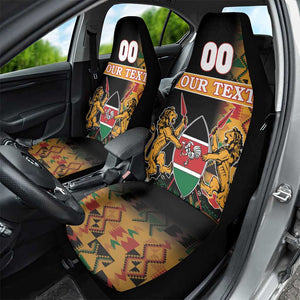 Custom Afro Kenya Coat Of Arms Car Seat Cover With Kente Patterns