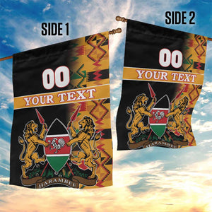 Custom Afro Kenya Coat Of Arms Garden Flag With Kente Patterns