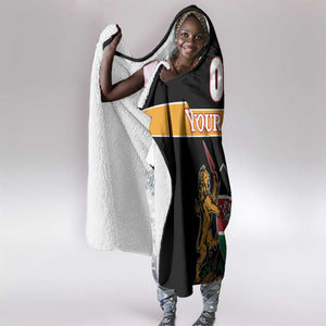 Custom Afro Kenya Coat Of Arms Hooded Blanket With Kente Patterns