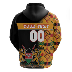 Custom Afro Kenya Coat Of Arms Hoodie With Kente Patterns