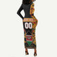 Custom Afro Kenya Coat Of Arms Long Sleeve Bodycon Dress With Kente Patterns LT18