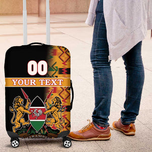 Custom Afro Kenya Coat Of Arms Luggage Cover With Kente Patterns