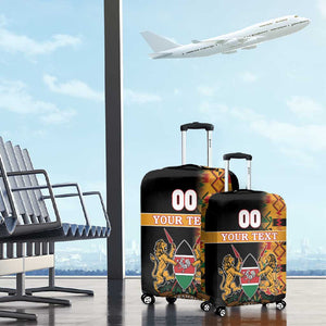 Custom Afro Kenya Coat Of Arms Luggage Cover With Kente Patterns