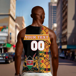 Custom Afro Kenya Coat Of Arms Men Tank Top With Kente Patterns