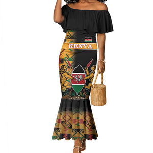 Custom Afro Kenya Coat Of Arms Mermaid Dress With Kente Patterns