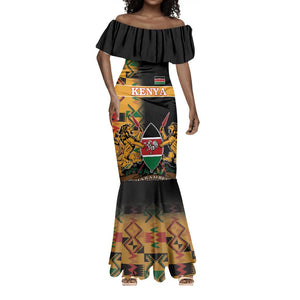 Custom Afro Kenya Coat Of Arms Mermaid Dress With Kente Patterns