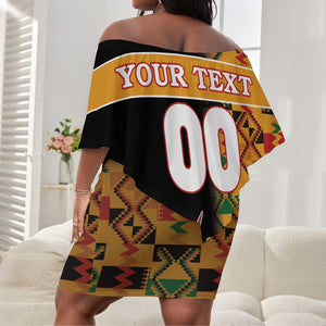 Custom Afro Kenya Coat Of Arms Off Shoulder Short Dress With Kente Patterns LT18