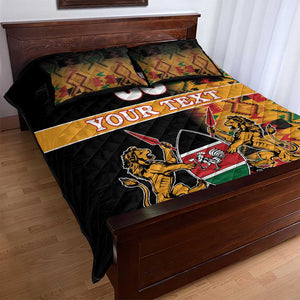 Custom Afro Kenya Coat Of Arms Quilt Bed Set With Kente Patterns