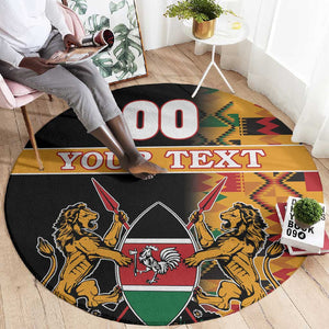 Custom Afro Kenya Coat Of Arms Round Carpet With Kente Patterns