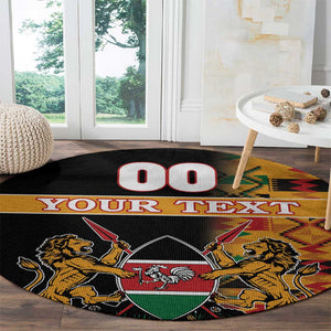 Custom Afro Kenya Coat Of Arms Round Carpet With Kente Patterns