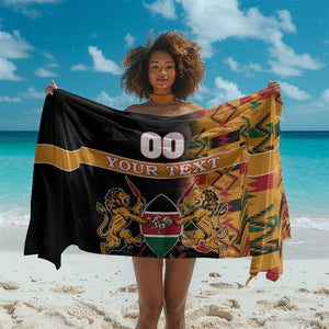 Custom Afro Kenya Coat Of Arms Sarong With Kente Patterns