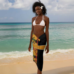 Custom Afro Kenya Coat Of Arms Sarong With Kente Patterns