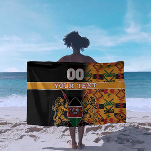 Custom Afro Kenya Coat Of Arms Sarong With Kente Patterns