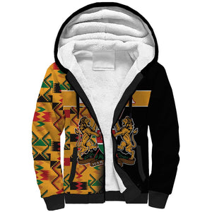 Custom Afro Kenya Coat Of Arms Sherpa Hoodie With Kente Patterns