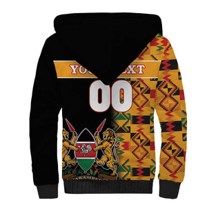 Custom Afro Kenya Coat Of Arms Sherpa Hoodie With Kente Patterns