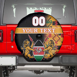 Custom Afro Kenya Coat Of Arms Spare Tire Cover With Kente Patterns