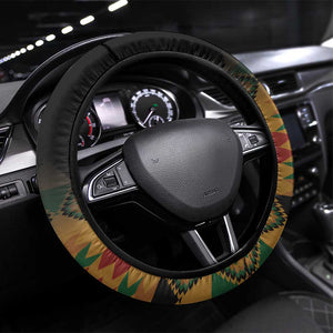 Afro Kenya Coat Of Arms Steering Wheel Cover With Kente Patterns