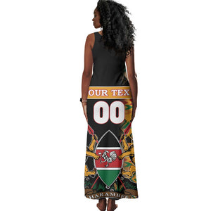 Custom Afro Kenya Coat Of Arms Tank Maxi Dress With Kente Patterns