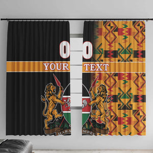 Custom Afro Kenya Coat Of Arms Window Curtain With Kente Patterns