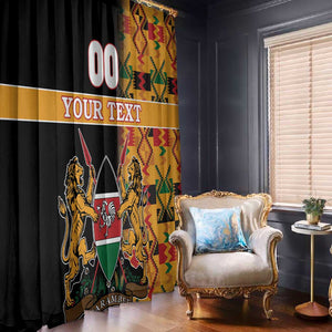 Custom Afro Kenya Coat Of Arms Window Curtain With Kente Patterns