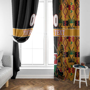 Custom Afro Kenya Coat Of Arms Window Curtain With Kente Patterns