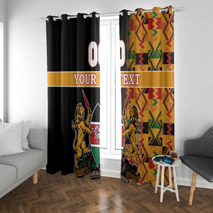 Custom Afro Kenya Coat Of Arms Window Curtain With Kente Patterns