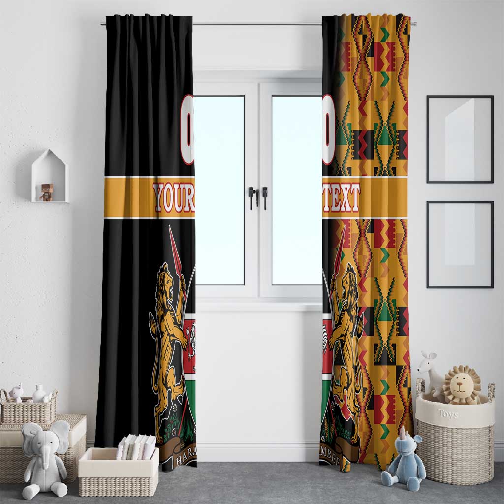 Custom Afro Kenya Coat Of Arms Window Curtain With Kente Patterns