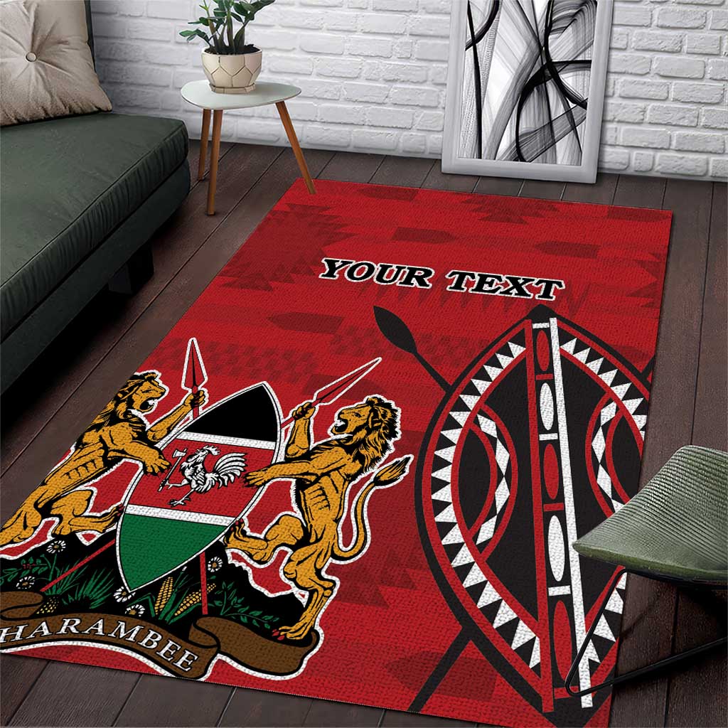 Personalized Afro Kenya Coat Of Arms Area Rug Ethnic Seamless Pattern