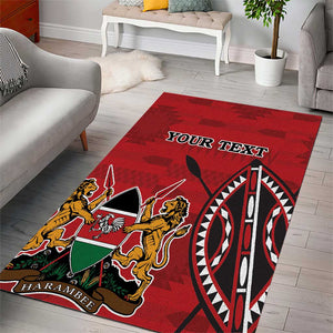 Personalized Afro Kenya Coat Of Arms Area Rug Ethnic Seamless Pattern