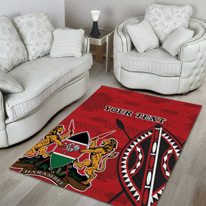 Personalized Afro Kenya Coat Of Arms Area Rug Ethnic Seamless Pattern