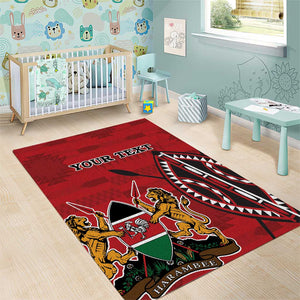 Personalized Afro Kenya Coat Of Arms Area Rug Ethnic Seamless Pattern