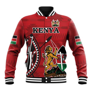 Personalized Afro Kenya Coat Of Arms Baseball Jacket Ethnic Seamless Pattern LT18